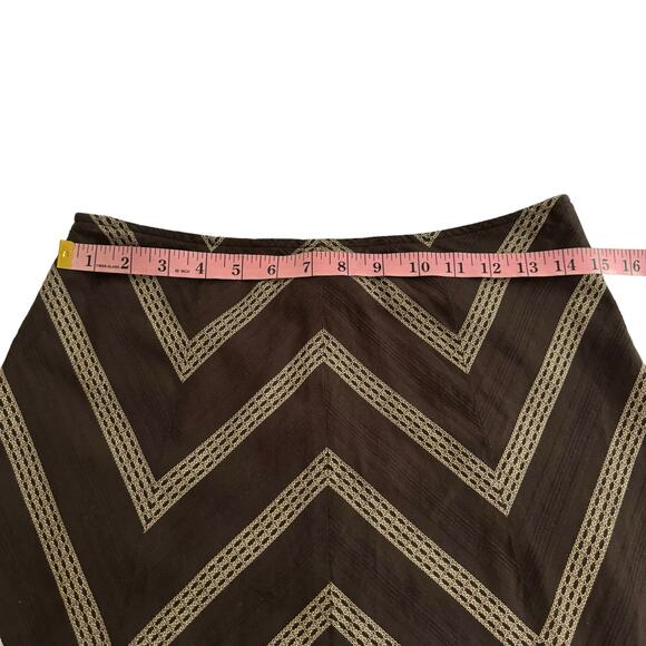 Ann Taylor Brown Chevron Crochet Lace Hem Skirt - Picture 7 of 8